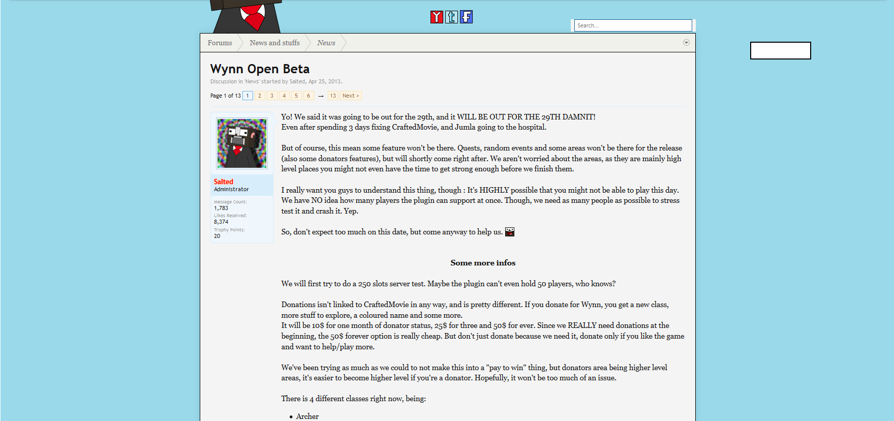 The beta release announcement